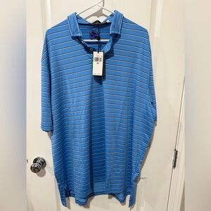 RLX Ralph Lauren Striped Blue Lightweight Airflow Jersey Golf Polo Size 2XL $110